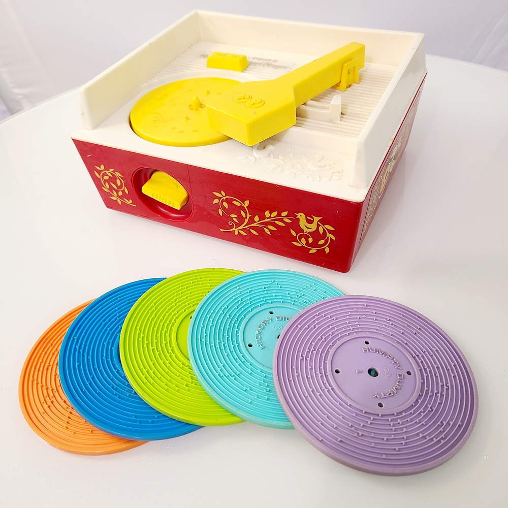Working Vintage 1971 #995 Fisher-Price Record Player Music Box W 5 Records
